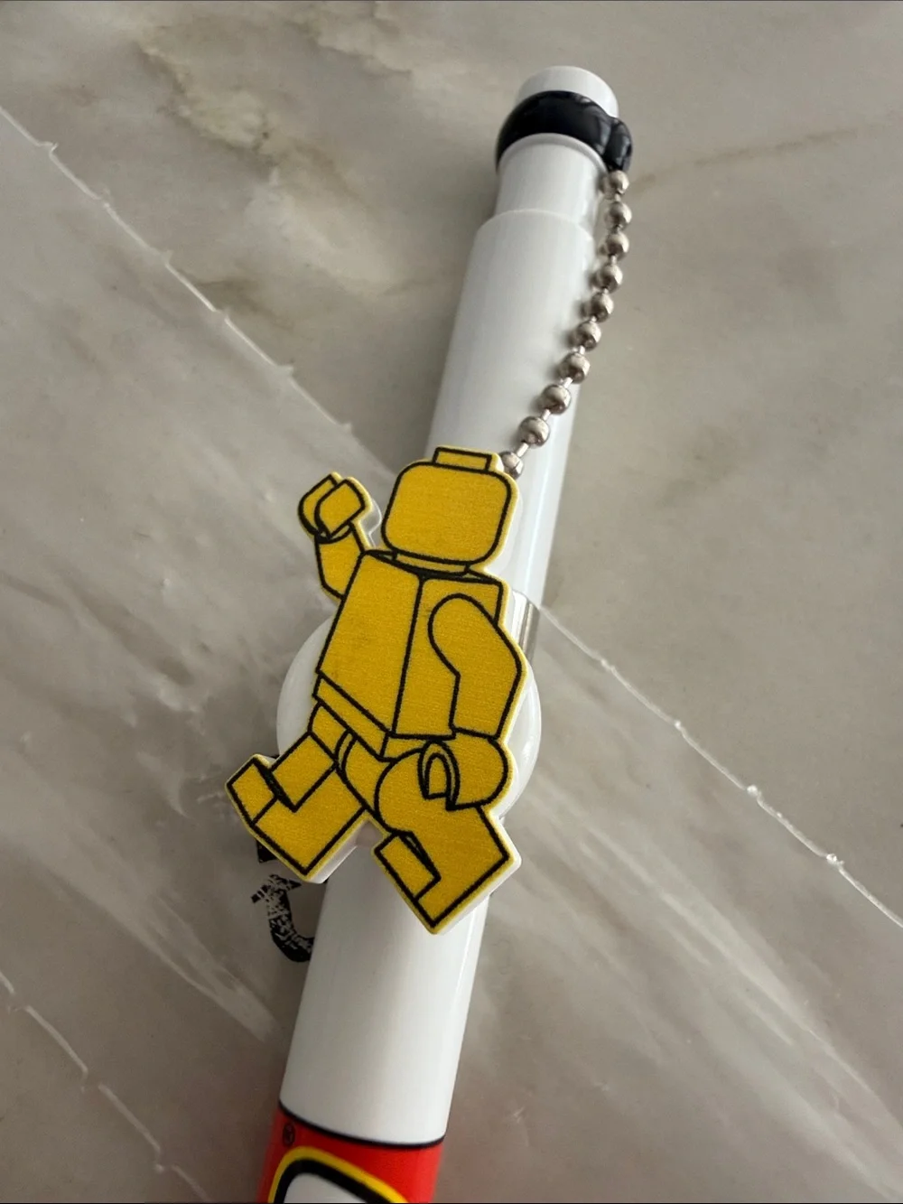 Lego White Pen with Yellow Magnetic Minifigure Charm - authentic branding - New